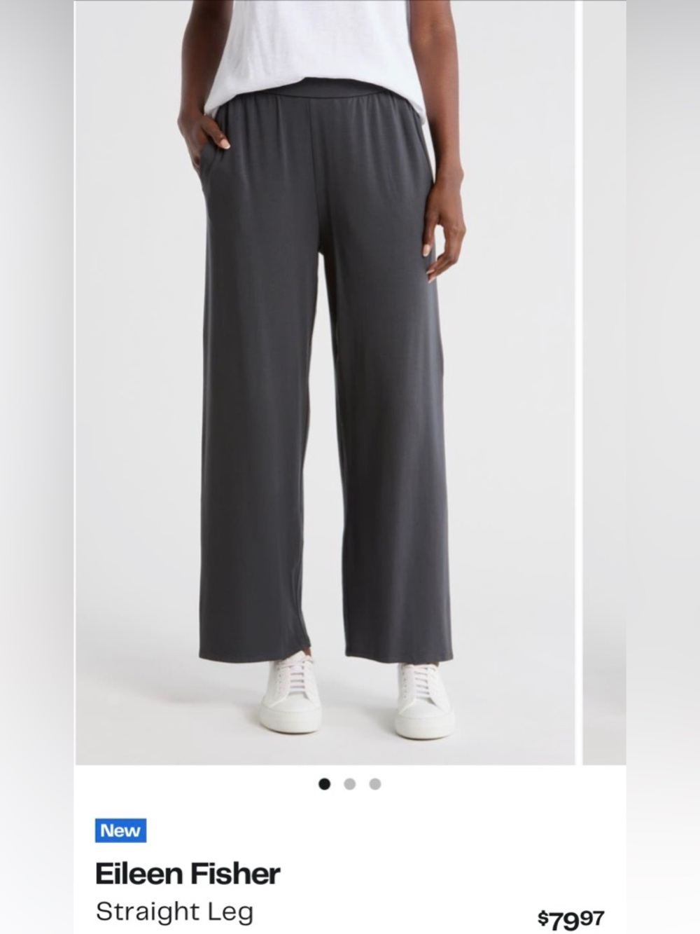 Eileen Fisher Straight Wide-Leg Pull-On Pants in Charcoal